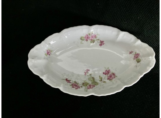 Antique MZ Austria Oval Dish Antique Porcelain Pink Roses Approx Date1909