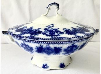 Clarence Flow Blue By Grindley Circular Covered Dish