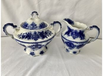 Clarence Flow Blue By Grindley Cream And Sugar Pot