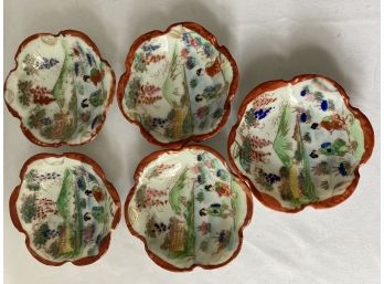 5 Asian/japanese Bowls Hand Painted
