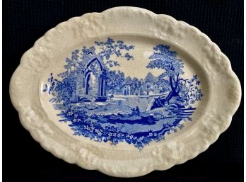 English Abbey Blue And White Platter