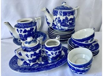 Blue And White 'blue Willow'? Mini Tea Set - Made In Japan Marking