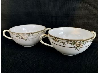 Nippon Gold And White Two Handled Cups