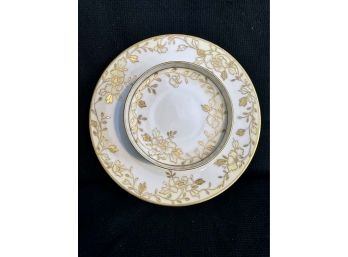 Nippon Gold And White Plate With Raised Center Plate - Hand Painted