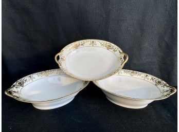 Noritake M Three Oval Dishes With Handles - GREEN Bottom Marking