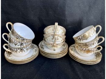 Noritake No. 175 Tea Cups, Saucers, And Coffee Cups - GOLD Bottom Marking