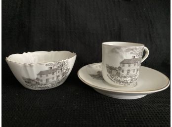 Vintage Coffee Cup With Saucer And Small Bowl Made In Germany John Browns Birthplace.