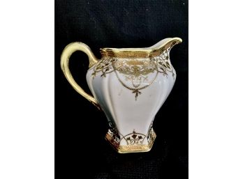 Nippon Gold And White Pitcher - Hand Painted