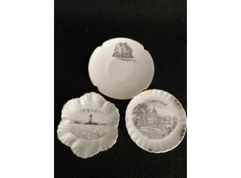 Vintage 3 Small Plates Salem Mass, Lake Sunapee NH., Hingham Mass. Made In Austria And Germany
