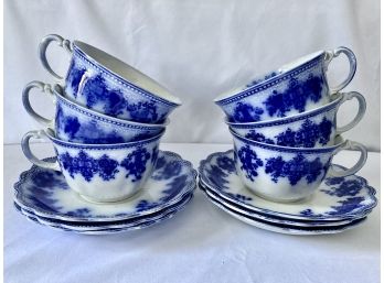 Clarence Flow Blue By Grindley 6 Teacups And Saucers