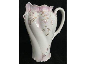 R S Prussia Stunning Pitcher Gold Accents Are Hand Painted On.