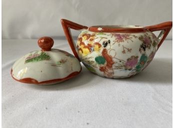 Antique Japanese Hand Painted Sugar Bowl
