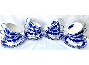 Clarence Flow Blue By Grindley 12 Teacups And Saucers