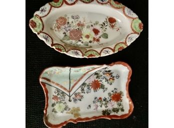 2 Small Asian Inspired Painted Dishes
