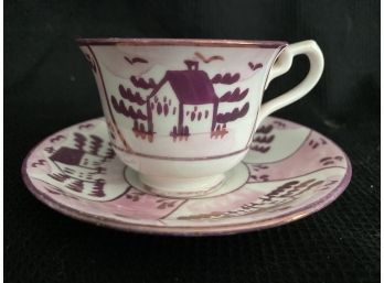 Pretty In Pink Tea Cup And Saucer Hand Painted