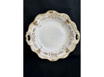 Nippon Gold And White Small Bowl With Handles - Hand Painted