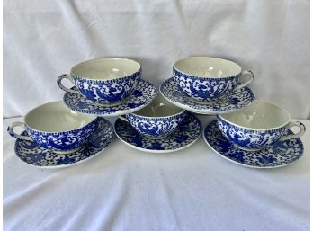 Blue And White Phenix Pattern Tea Cups (5) - 'M'Japan Marking