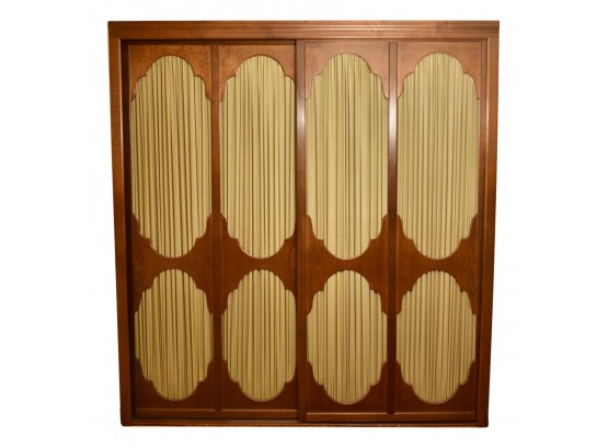 Pair Of Mid-Century Modern Sliding Door Panels With Wood Frame