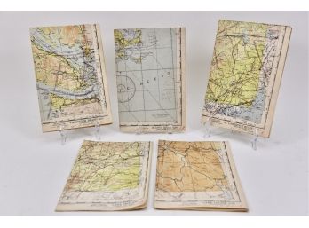 AAF Aeronautical Chart Maps Signed And Dated 1944 - 1945 Of United States To Canada