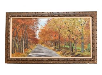 Signed S. Bergman Oil On Board Of A Fall Landscape Scene