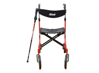 Drive Nitro Euro-Style Tall Aluminum Four Wheel Rollator  RTL10266-T And Komperdell Cane