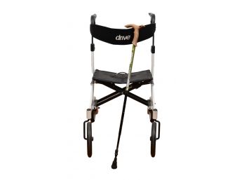 Drive Nitro Euro-Style Tall Aluminum Four Wheel Rollator 4TL10266WT And Komperdell Cane