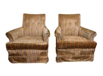 Pair Of Mid-century Rowe Upholstered Rocking Chairs