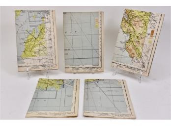 AAF Aeronautical Chart Maps Signed And Dated 1944 - 1945 Of Bays In The United States