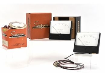 Simpson Electric Company - Millivoltmeter Meter Model 23W And Two Model 1329 DC Volts