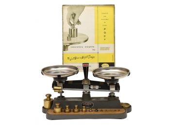 Ohaus Vintage Balance Scale With Brass Weights
