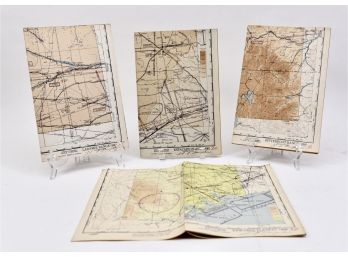 AAF Aeronautical Chart Maps Signed And Dated By The Lieutenant 1944 - 1945