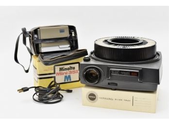 Minolta Mini-35 II M Slide Projector And Kodak Carousel 650H Projector In Original Boxes