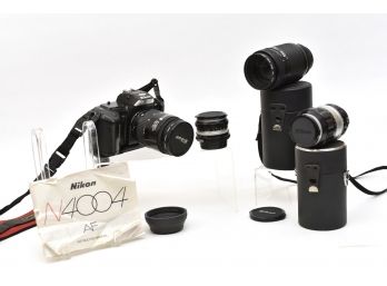 Nikon N4004 Camera And Lenses