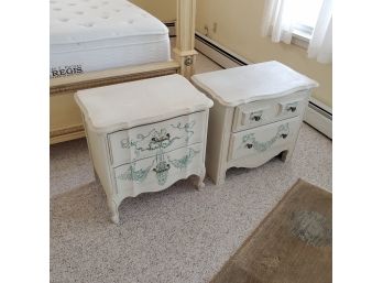 Pair Of Painted Nightstands- Similar But Different Makers