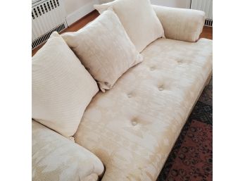 1 Of 2 Beautiful Design Pattern Cream / Natural Sofa With 3 Pillows & Zippered Main Cushion Cover For Cleaning