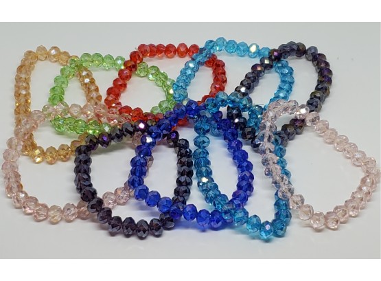 Lot Of 10 Handcrafted Stretch Bracelets