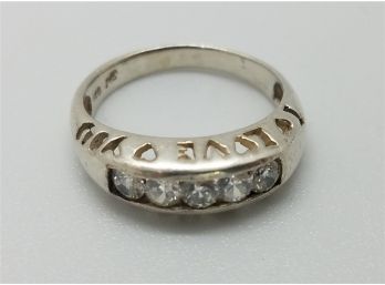 Beautiful Vintage Sterling Silver 'I Love You' Ring With Rhinestones