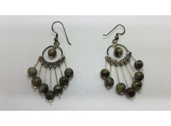 Lovely Vintage Handcrafted Sterling Silver Dangle Earrings With Prasiolite Stones