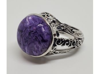 Sajen Silver Hand Made Russian Cahroite Ring In Sterling