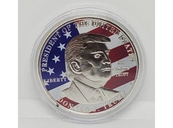 President Donald Trump Red, White & Blue Uncirculated Coin In Silver Tone