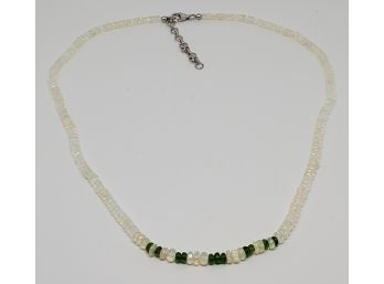 Beautiful Ethiopian Opal & Natural Russian Diopside Faceted Beaded Necklace In Sterling