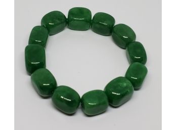 Huge QBurmese Green Jade Stretch Bracelet