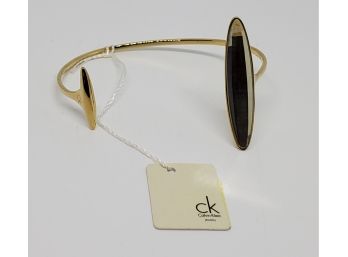 Calvin Klein Crystal Cuff Bracelet Made With Swarovski Crystal In Plated Yellow Gold Stainless- Retail $190