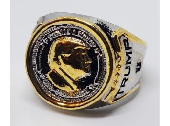 Really Cool President Donald Trump Ring In Silver & Gold Tone