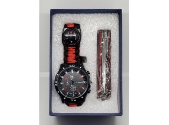 Brand New Survival Bracelet Watch & Swiss Army Knife Gift Set