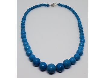 Blue Howlite Sterling Necklace With Magnetic Clasp