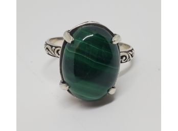 Bali African Malachite Ring In Sterling Silver