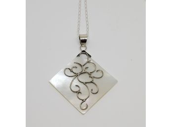 Mother Of Pearl Pendant Necklace In All Sterling Silver