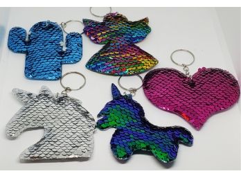 Lot Of 5 Cute Sequined Keychains