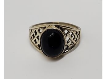Black Onyx Ring In Sterling Silver